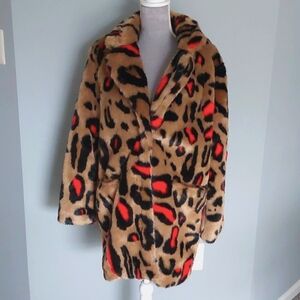 NWT Apparis leopard print faux fur coat women XL